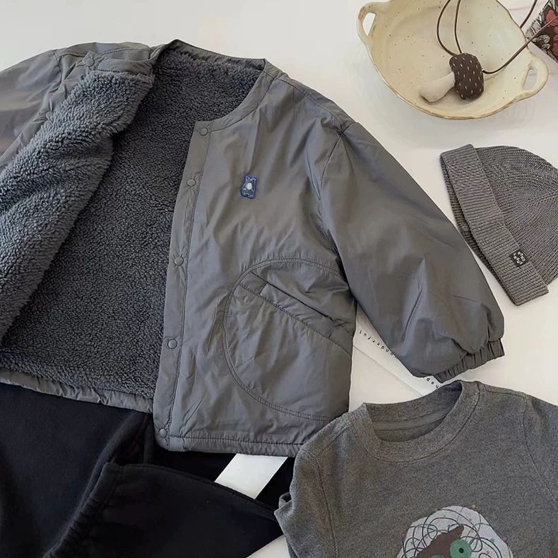 Boys Fleece-Lined Winter Jacket Stylish Warm Kids Top