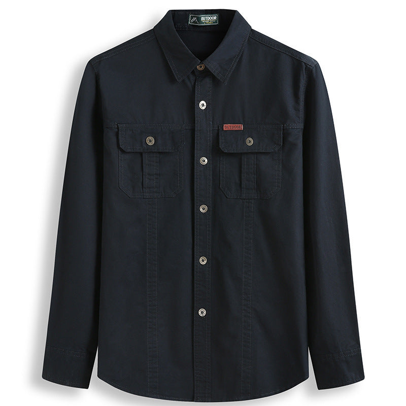 Plus-Size Men’s Military Shirt – Long Sleeve Casual Frock Shirt