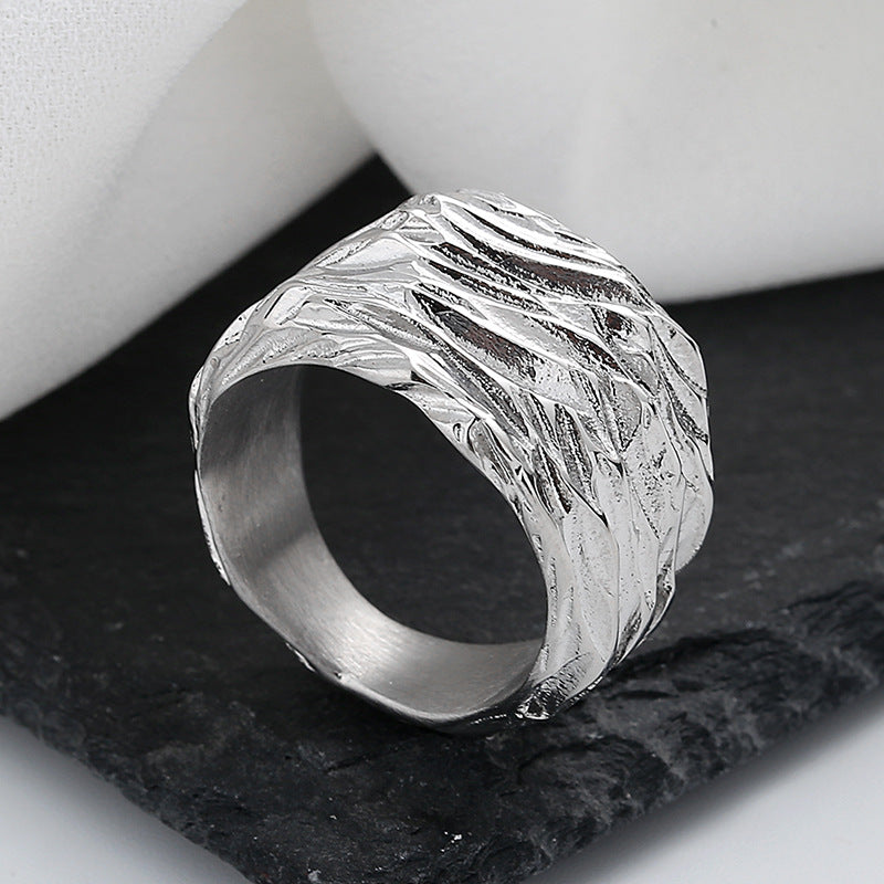 Knife Pattern Square Ring – Titanium Steel Men’s Ring