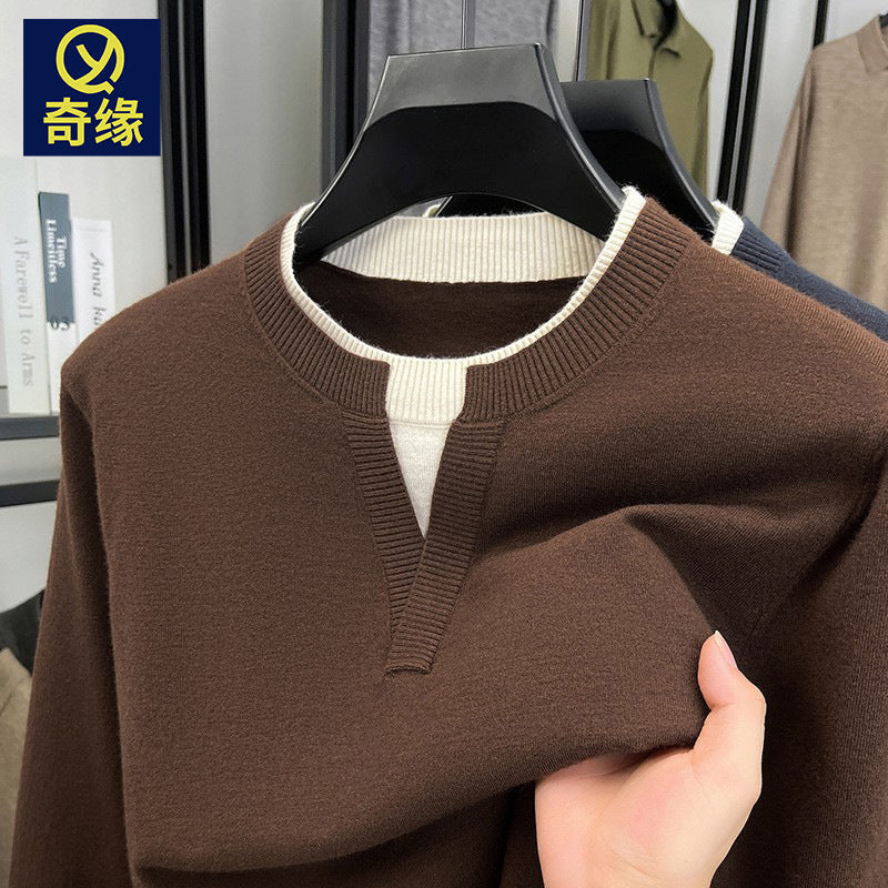 INSTOCK-Men’s Wool Knitted Sweater – Autumn Winter Two-Tone