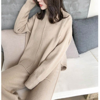 Women’s Korean Style Knit Wide-Leg Two-Piece Set