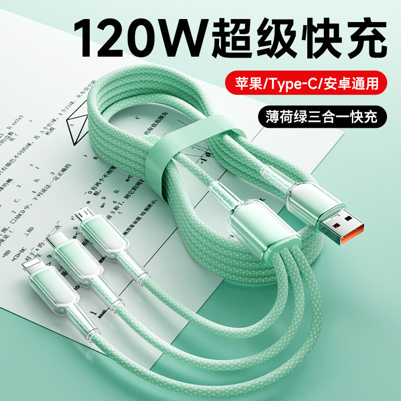 3-in-1 Ice Crystal Gradient Fast Charging Data Cable