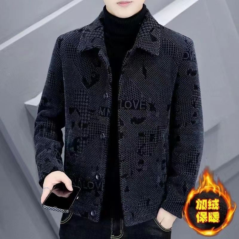 Men’s 2023 Lapel Wool Coat Autumn Winter Thick Short