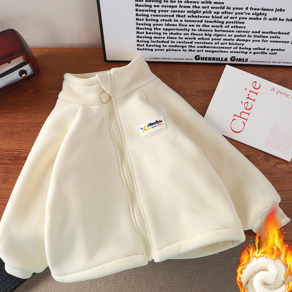 Kids’ Velvet Jacket – Thick Warm Orchid Collar Coat