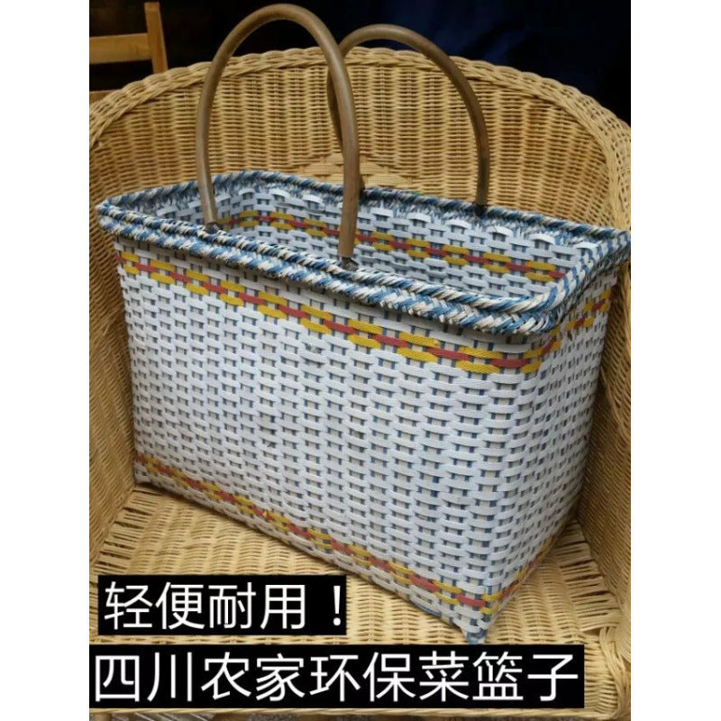 Household Vegetable & Fruit Basket Hand-Woven Plastic Rattan