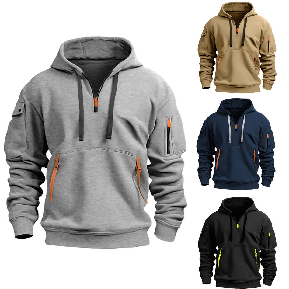 Men’s Multi-Pocket Zipper Hoodie for Spring-Autumn