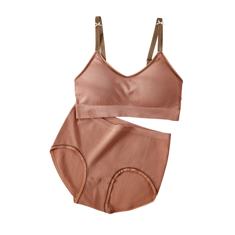 Ice Silk Bra Set with Cotton Interior – Detachable & Breathable