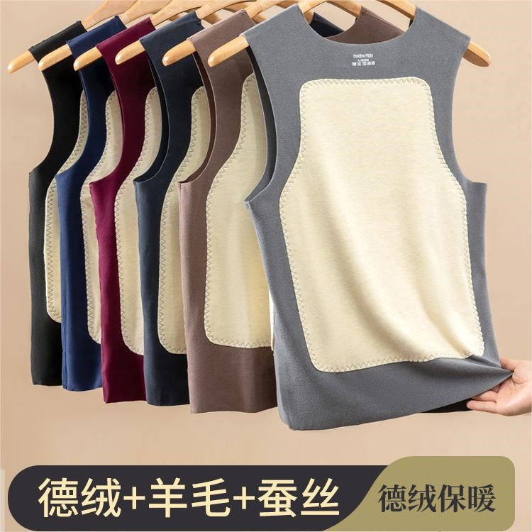 Men’s Plus-Size Seamless Fleece-Lined Velvet Winter Warm Vest