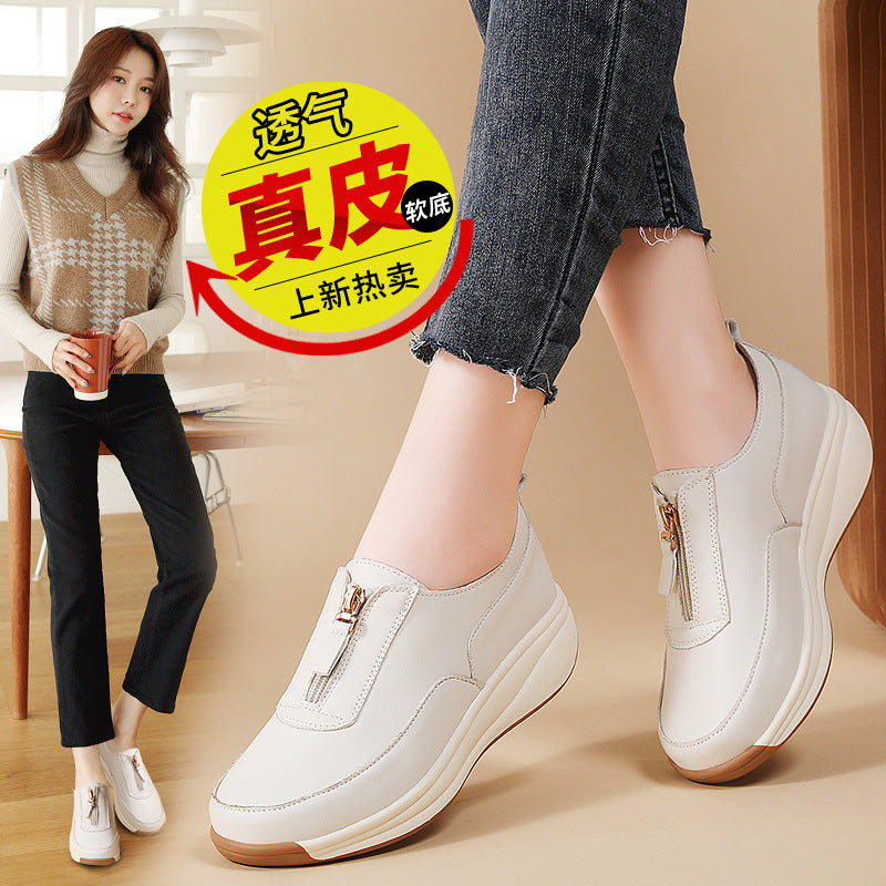 INSTOCK-2025 Women's Genuine Leather Hollow Zipper Sneakers Plus