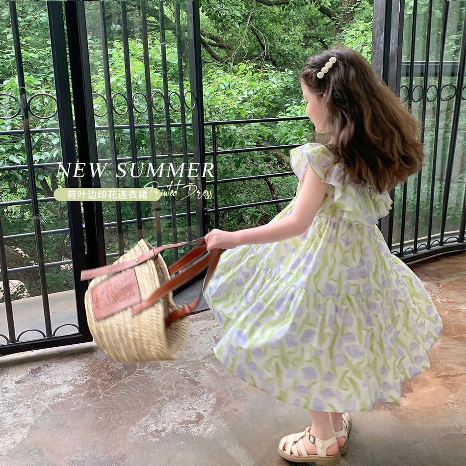 Girls’ Cotton Floral Dress – Summer Princess Style