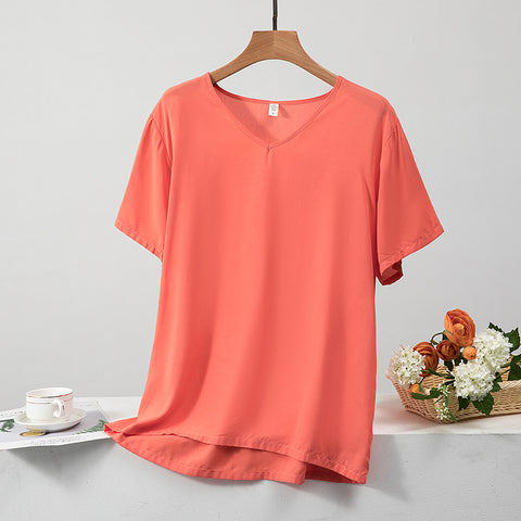 INSTOCK-Cotton silk summer thin solid color tops