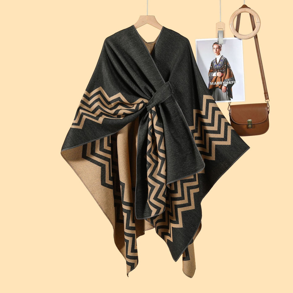 Wave Pattern Cape Shawl