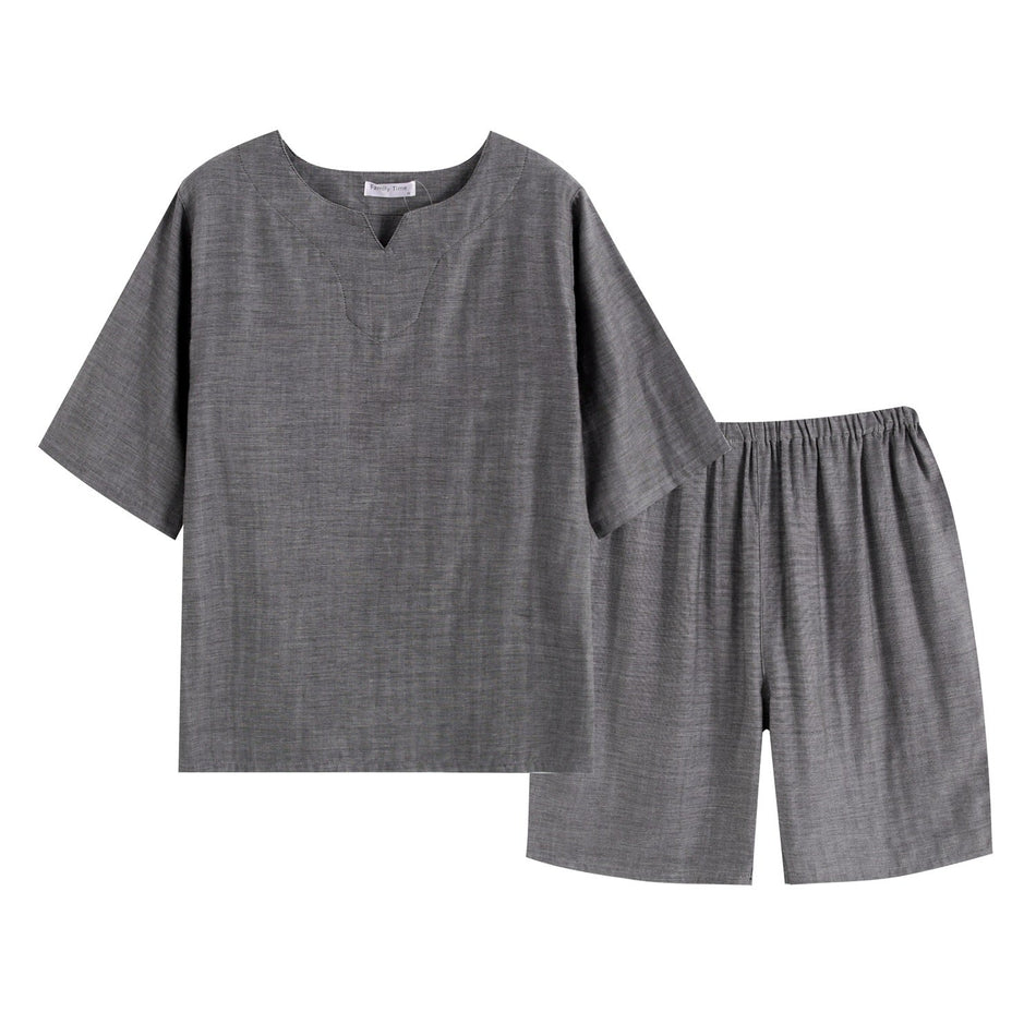 Men’s Cotton Summer Pajama Set – Japanese Style Pullover