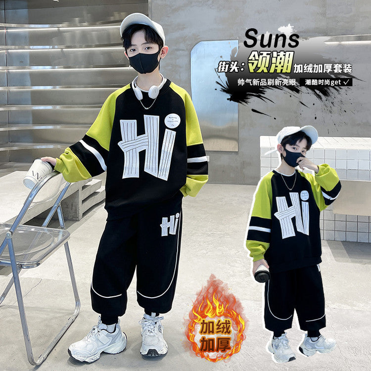Boys Winter Fleece Sweatshirt & Pants Sports Set