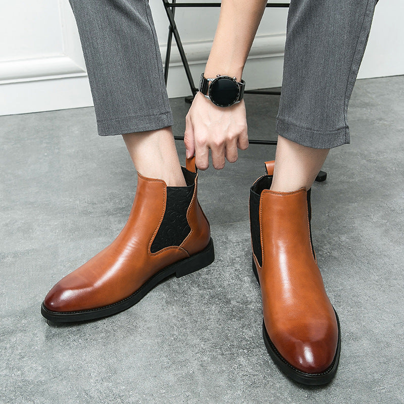 Plus-Size Chelsea Dress Boots – Carved Leather, Business Fit