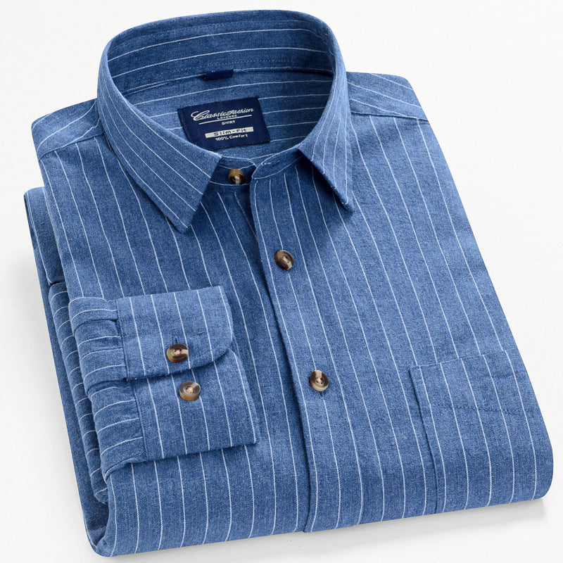 INSTOCK-Striped Flannel Casual Shirt for Men  Soft & Stylish