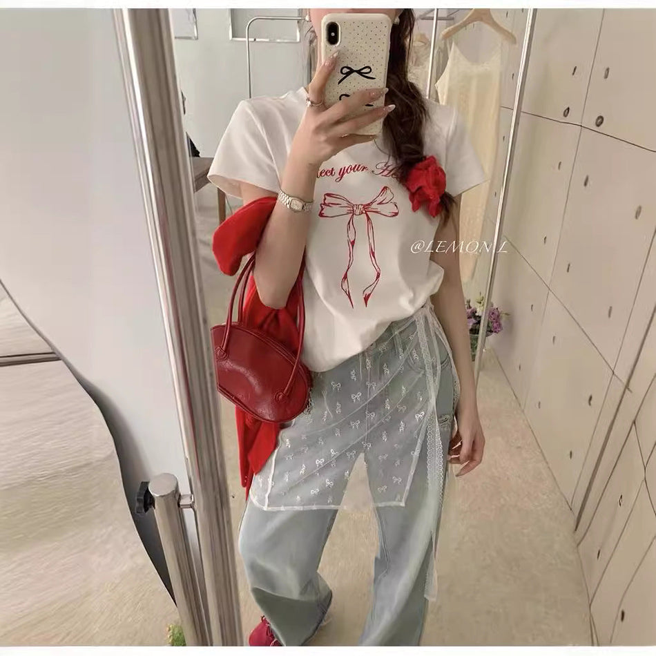 Bow Tie Loose T-Shirt – Korean Summer Style