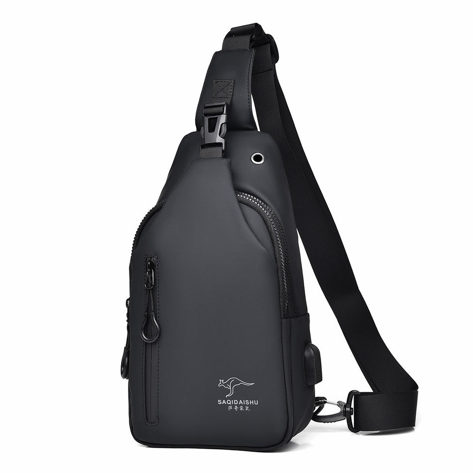 Satchi Kangaroo Men's USB Oxford Cloth Waterproof Chest Bag