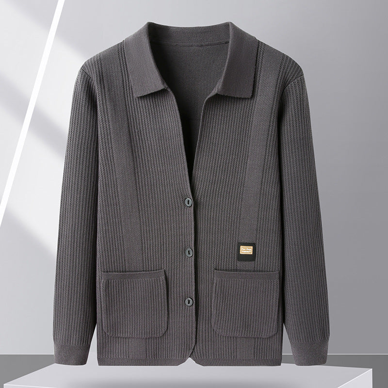 Men’s Cardigan Lapel Sweater – Casual Spring & Autumn Top