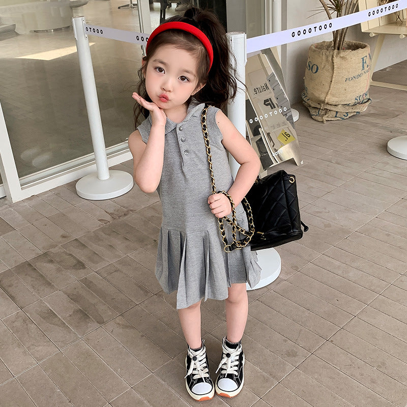 Girls Korean Polo Dress Sleeveless Summer 2024 – Summer Kids Fashion Nepal | Tudoholic