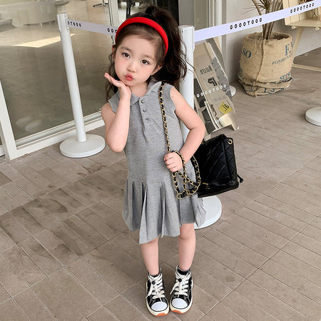 Girls Korean Polo Dress Sleeveless Summer 2024 – Summer Kids Fashion Nepal | Tudoholic