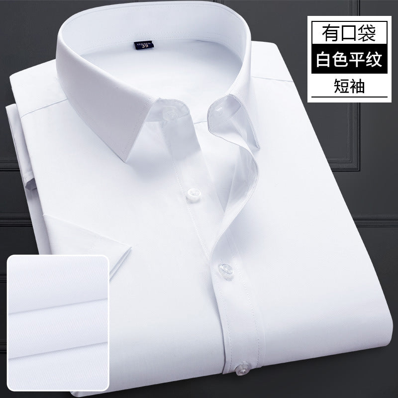 INSTOCK-Men's Slim White Work Shirt | Summer Short Sleeve