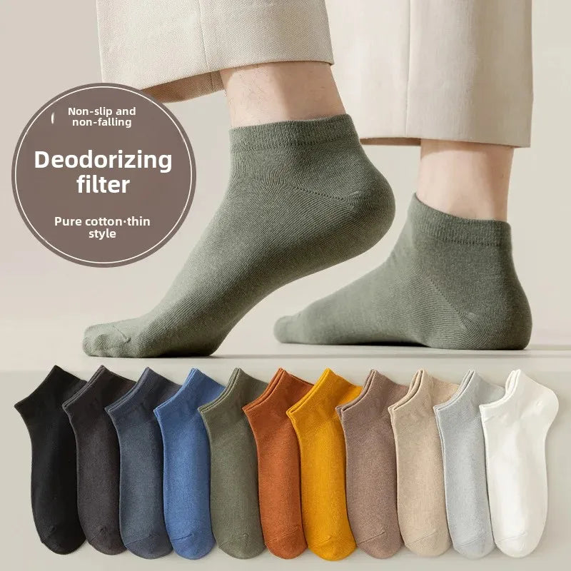 (Pack of 10)-Men's Cotton Boat Socks – Breathable & Deodorant