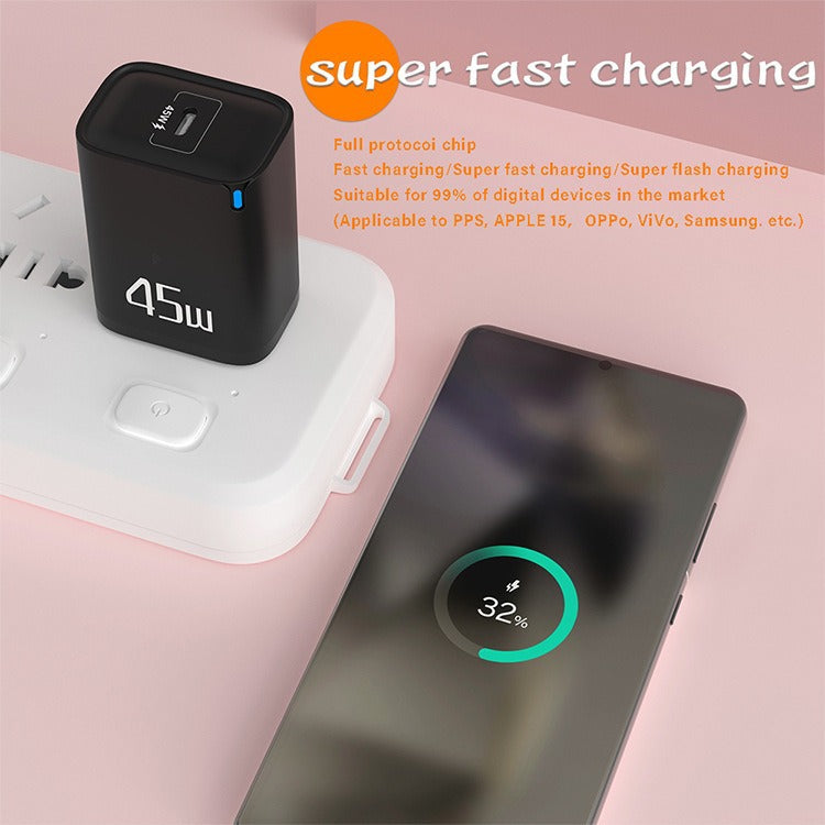 45W PD Fast Charger (Single USB-C, EU/US/UK Plug)