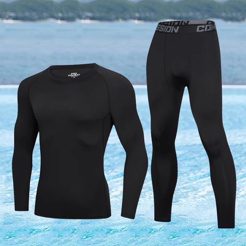 STOCK - Men's Long Sleeve Swimsuit Set Beach Surf Top Trousers