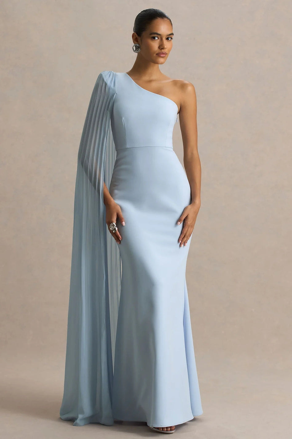 Pleated Shoulder Maxi Dress - Elegant Holiday Party Wear Nepal