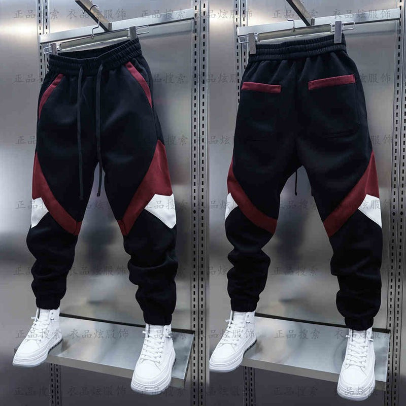 Men’s Color-Splice Sweatpants Loose Casual Autumn Winter