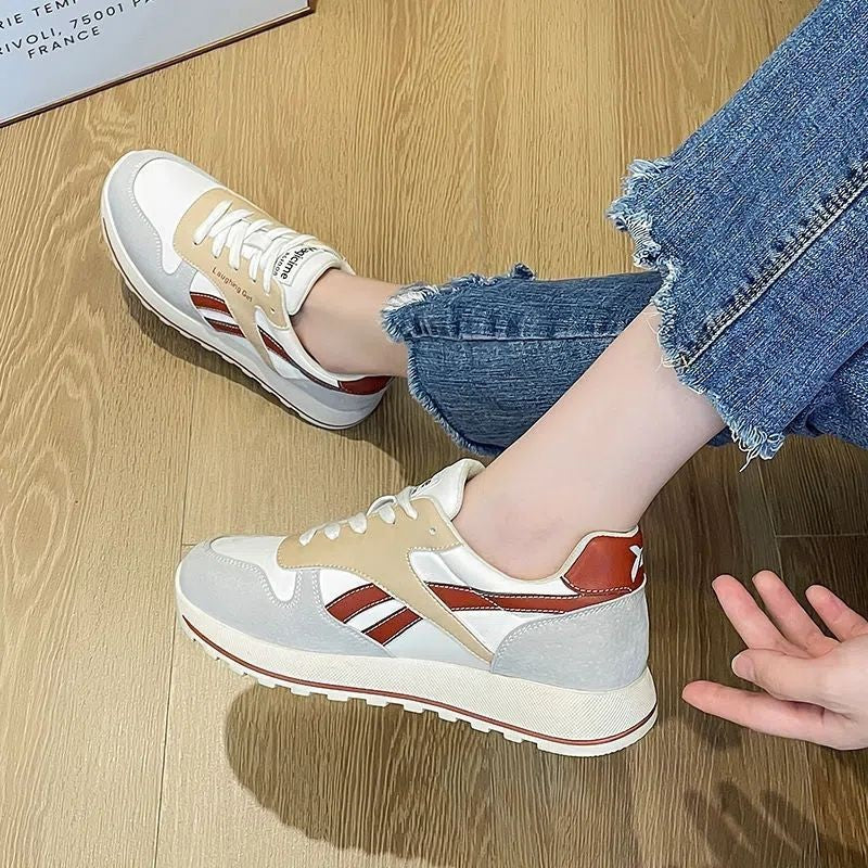 INSTOCK-White Casual Waffle Sneakers for Women