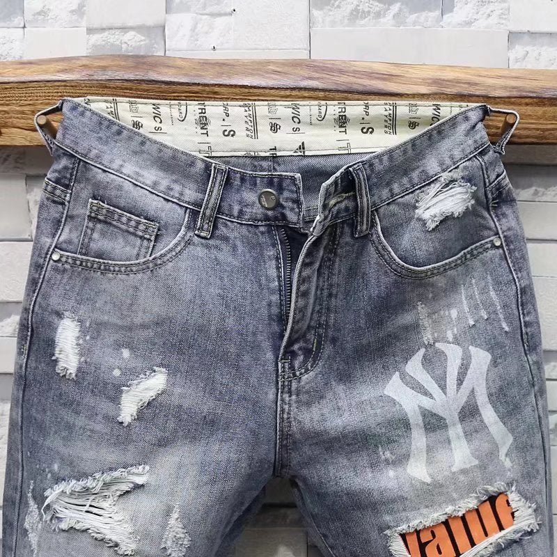 Light Color Ripped Korean Style Denim Shorts