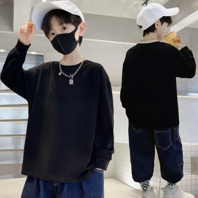 100% Cotton Boys Long Sleeve T-Shirt Autum Loose Base Top 00