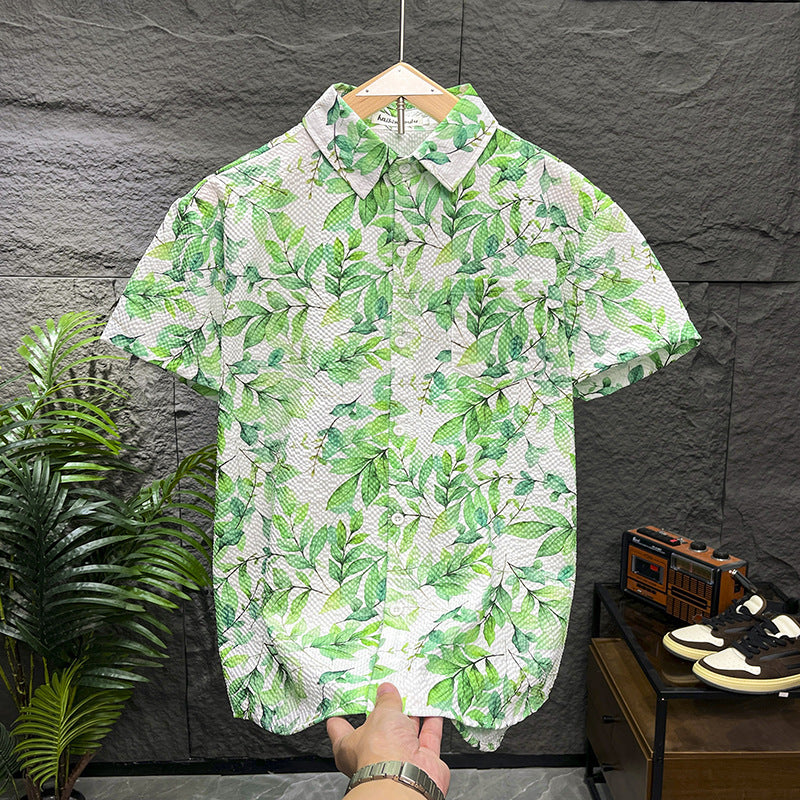 Japanese Style Bubble Plaid Shirt – Casual Trendy Men’s Top