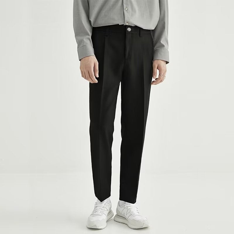 Men’s Draping Sense Cropped Loose Straight Western Casual Pants