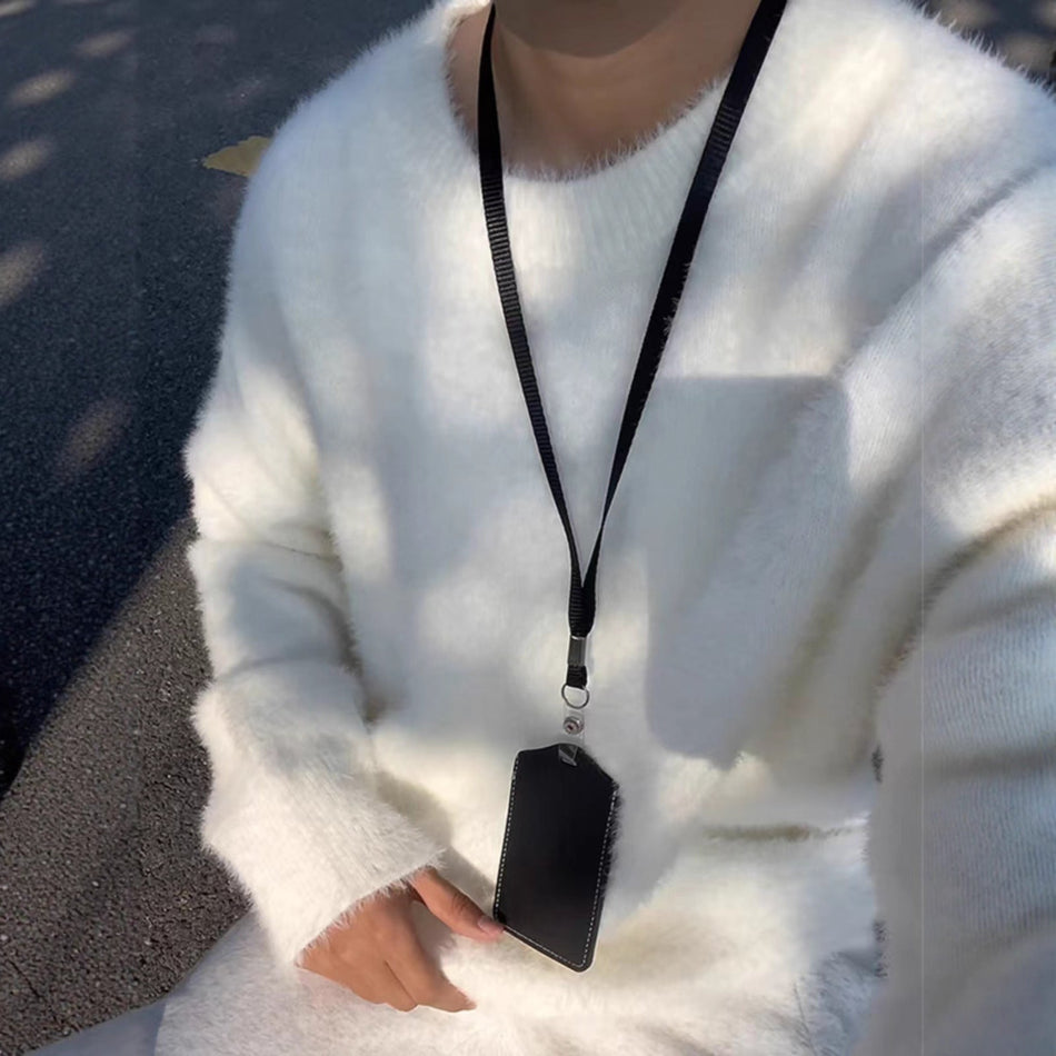 Men’s Retro Furry Knit Round Neck Winter Sweater
