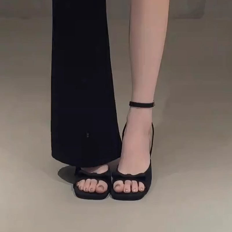 STOCK-French-Style Square-Toe High Heels