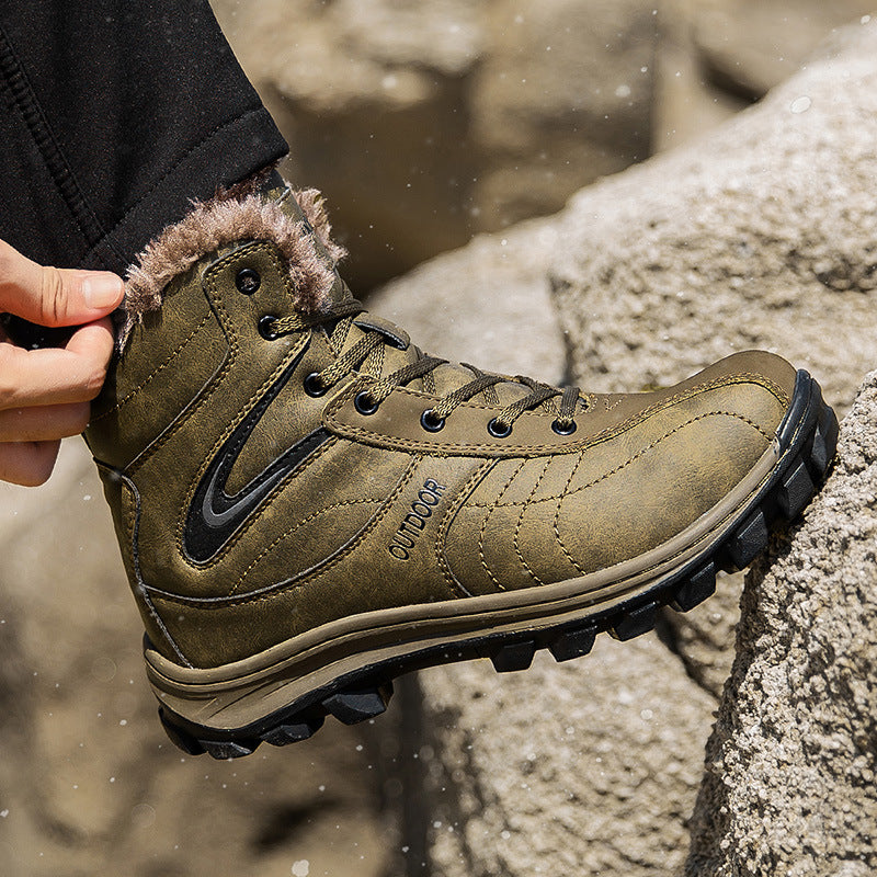 Plus Size Men’s Waterproof Fleece-Lined Snow Boots