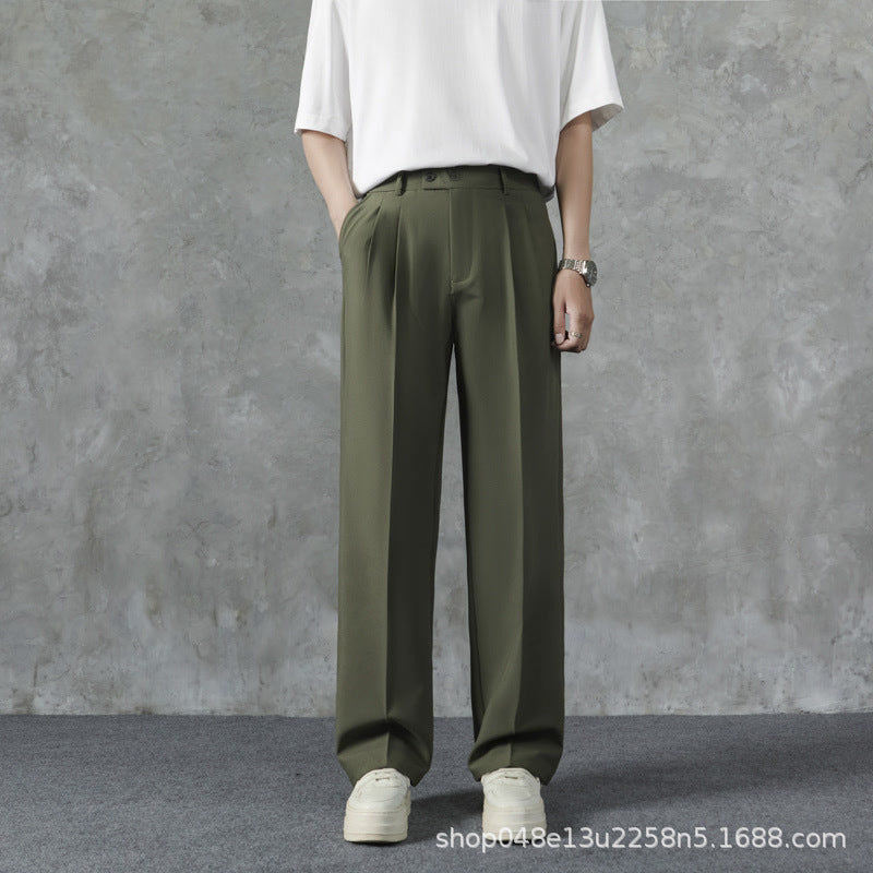 Men’s Light Mature Loose Drapey Straight Casual Suit Pants