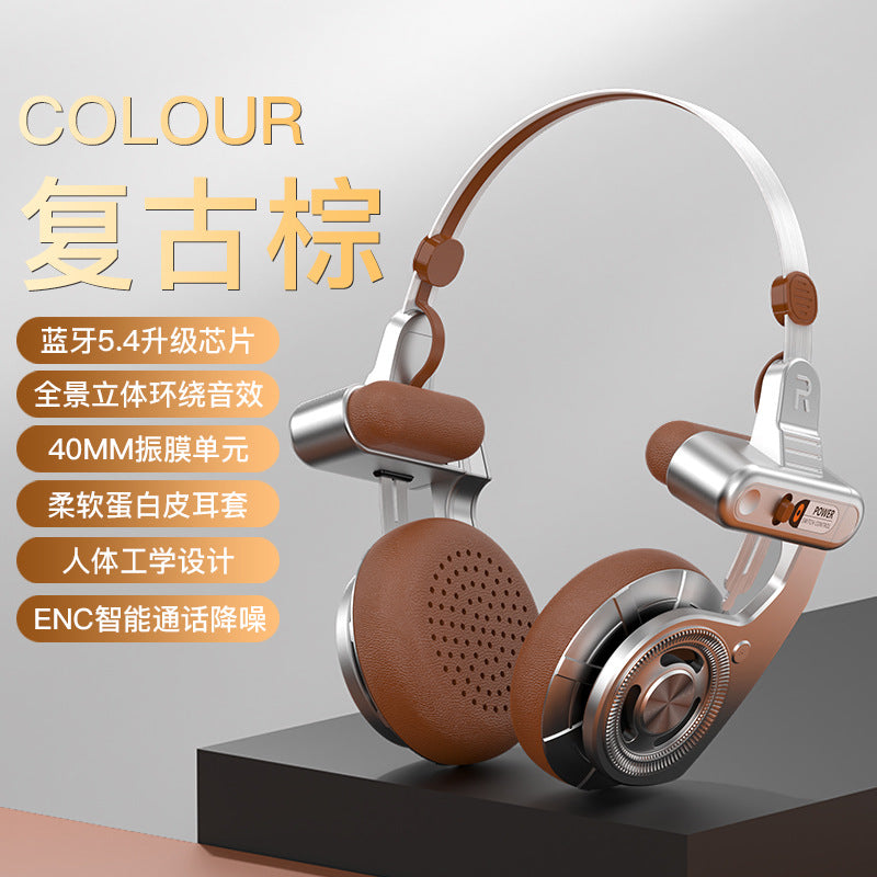 STOCK-Retro Maillard Binaural Metal Bluetooth Headset