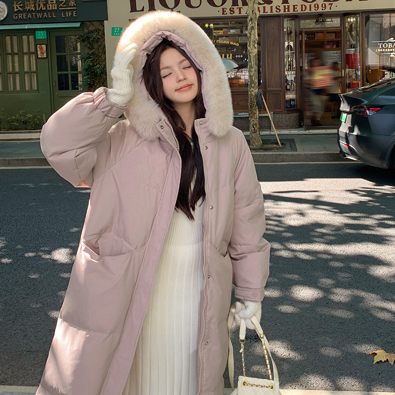 Women’s Knee-Length Cotton Coat with Pockets