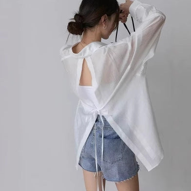 Chiffon Back Split Sunscreen Shirt