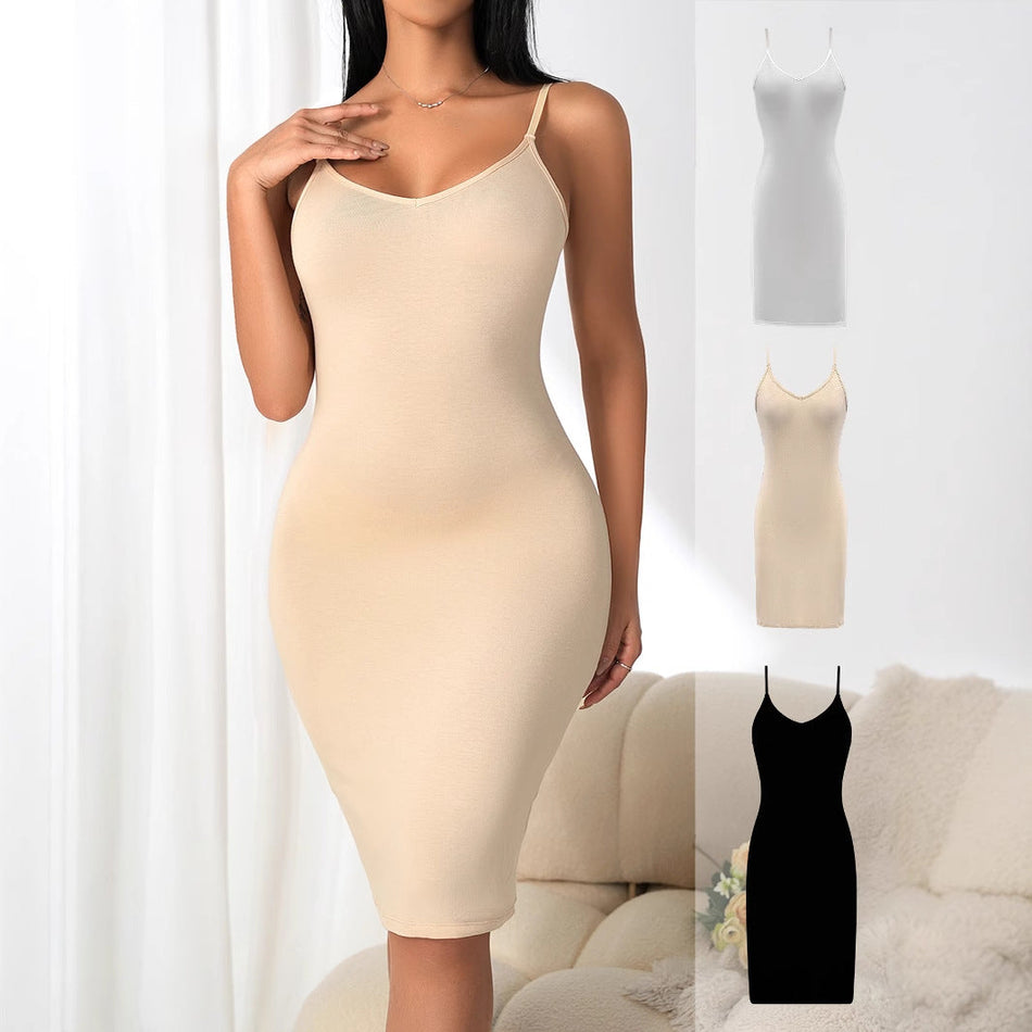 Women's Solid Color Body Shaping Suspender Dress Slim Fit