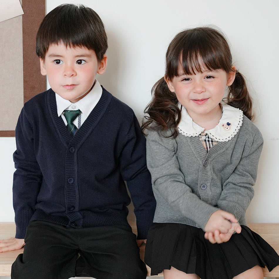 Jump Size School Uniform Children Knitted Cardigan Coat Kid