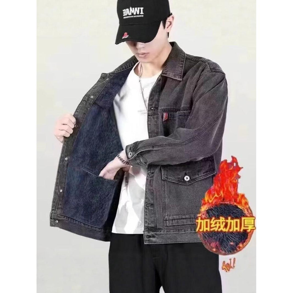 Men’s Fleece-Lined Denim Jacket – American Style