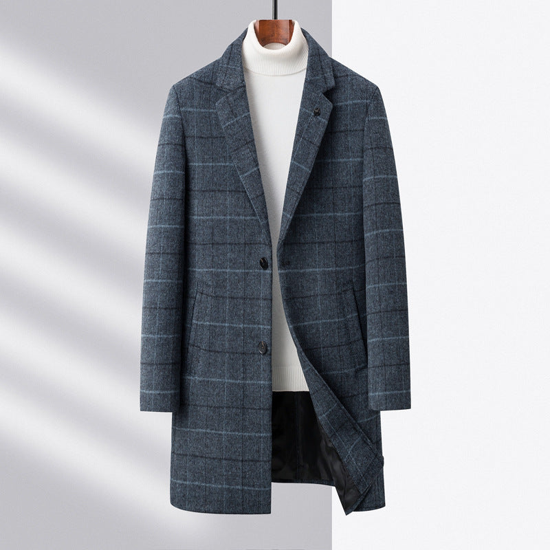 Men’s Mid-Length Wool Coat – Autumn Business Casual