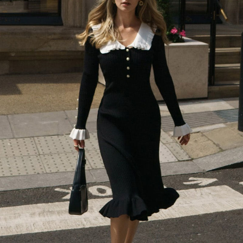 Ruffle Knitted Sweater Skirt Autumn Winter Women