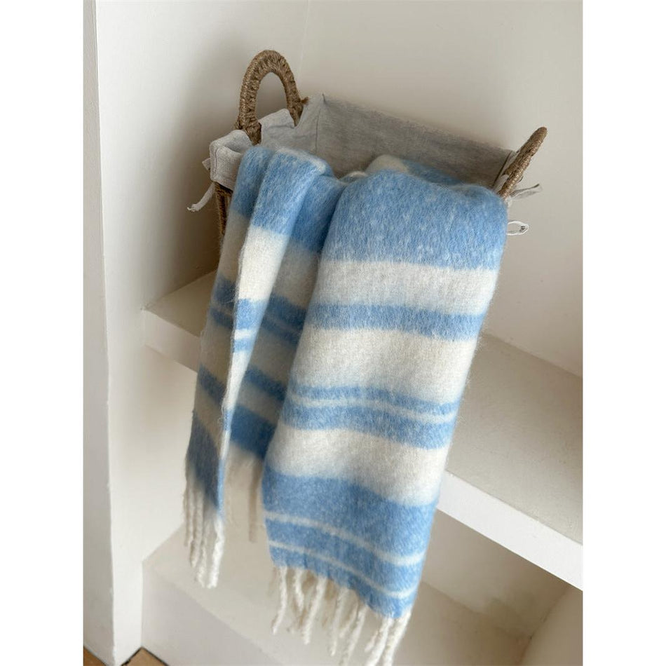 Maillard Korean-Style Striped Scarf Women