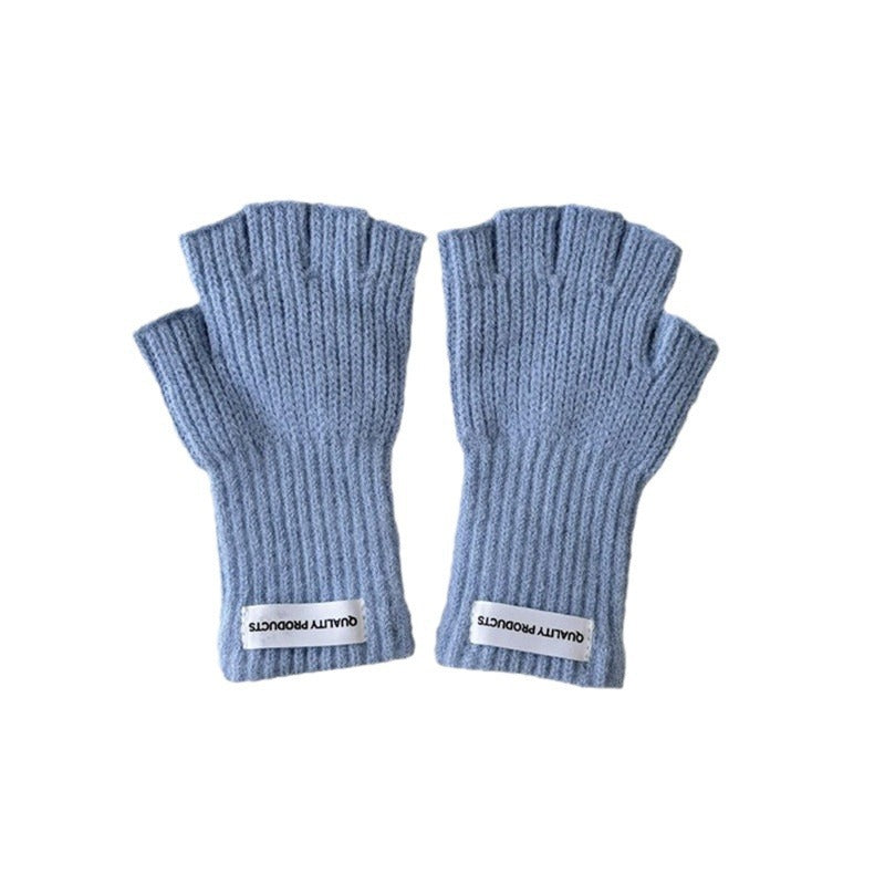 Korean Kids Half-Finger Wool Gloves Winter Warm 3-9 Years